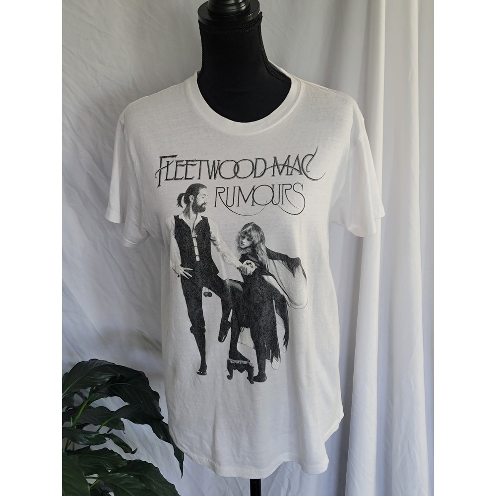 Fleetwood Mac Rumours Graphic T-Shirt White Cotton Rock Band Tee Large